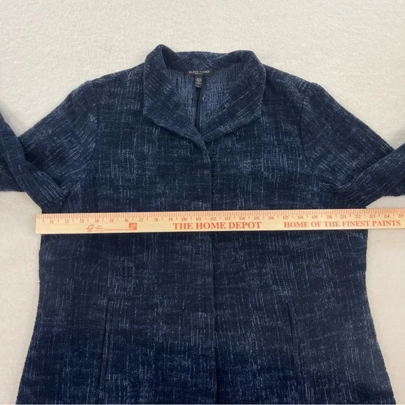 Eileen Fisher Woven Cotton Twist Blue Jacket Size 1X - Picture 5 of 8
